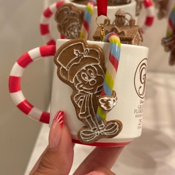NWT Disney Grand Floridian Resort Gingerbread House Hot Cocoa Mug Ornament 2024 - Picture 3 of 10
